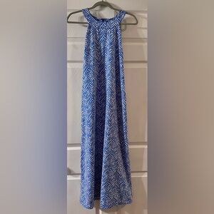 J. McLaughlin Blue and White Patterned Maxi Dress
